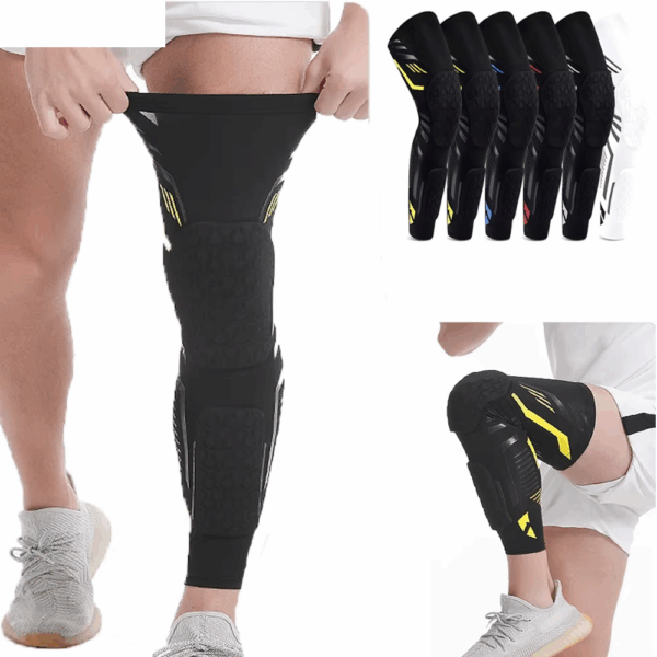 1Piece Padded Knee Compression Sleeves Long Leg Sleeve Calf Protection for Sports