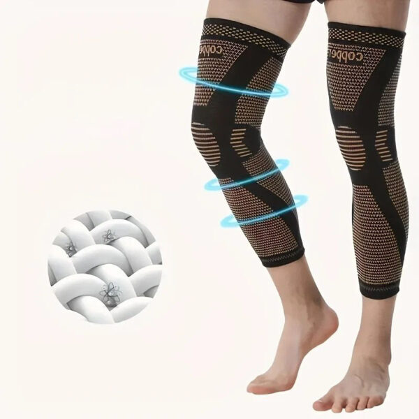 Manchons de genou en fibre de cuivre - Support de compression extensible dans les 4 sens 2PCS